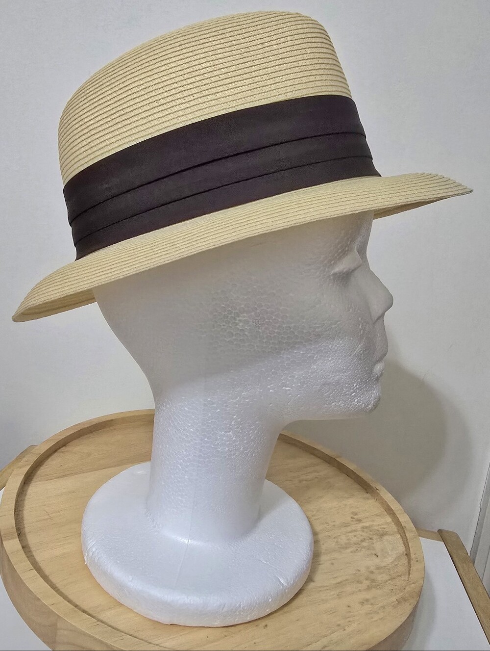 Vtg Park Royal Men's Ecru/Brown Fedora Hat Genuine Milan Weave 6 3/4" Looks NEW - Picture 6 of 12
